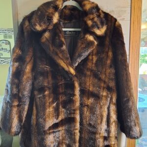 NWT Terry Lewis Elegant Brown Faux Fur Mink Coat- BEAUTIFUL*
